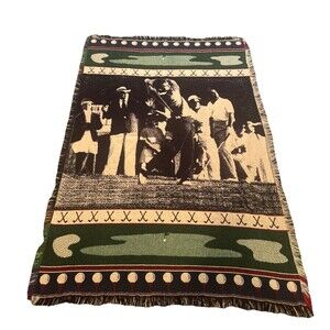 VTG Golf Themed Tapestry Woven Throw Blanket 69” L X 48”W Golf Lover Fan Office